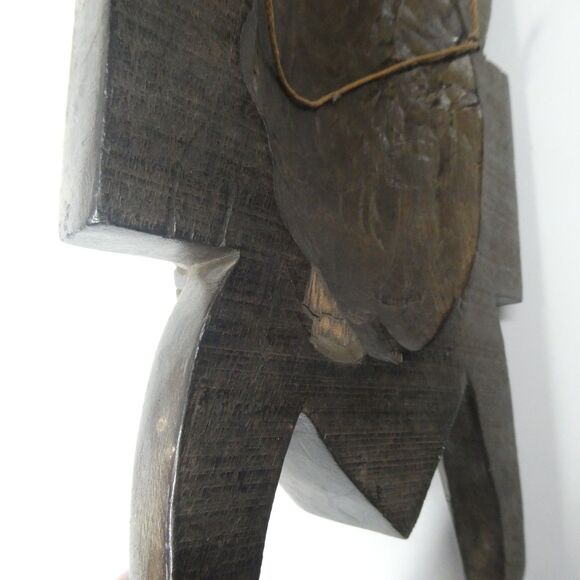 Horned Senufo Wooden Wall Mask Vintage Carved Ivory Coast Africa - Picture 10 of 11